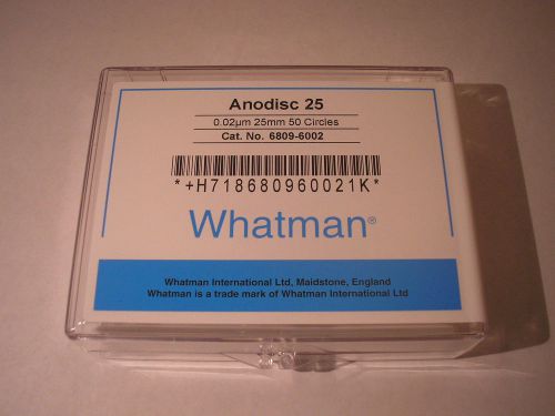 Whatman Anodisc 25 0.02um 25mm 50 Circles # 6809-6002 BONUS Swin-Lok # 420200