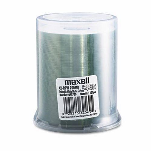 Maxell CD-R Discs, 700MB/80 min, 48x, Printable White, 100 per Pack (MAX648720)