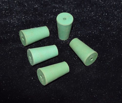 5x Neoprene Stopper 1 Hole – GREEN – SIZE 00 – NOS – Lab Supplies