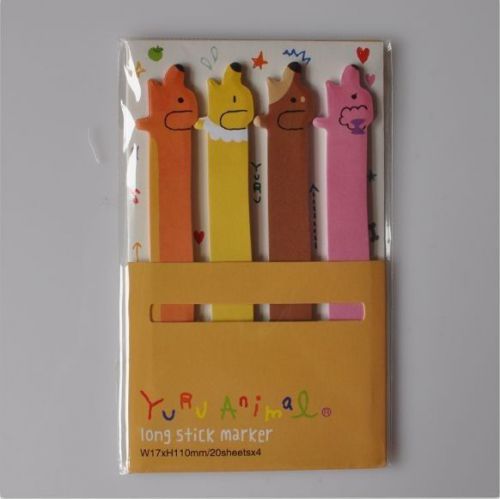 Cute Animals Long Sticky Notes Marker - 20 sheets x 4 designs - Cartoon dog