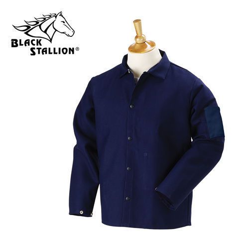 Revco 9 oz. FR Cotton 30&#034; Navy Welding Coat Size Large 60-3254 NWOT