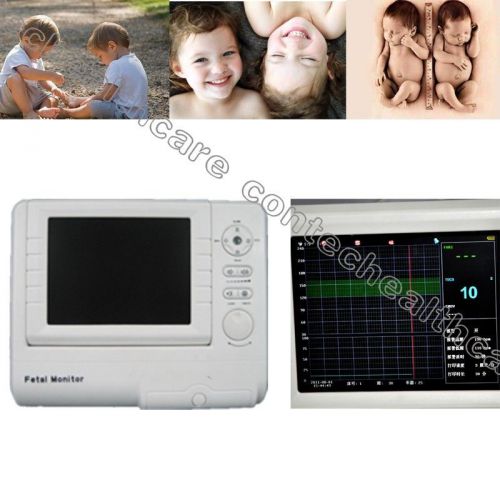 CE Ultrasound Fetal monitor,FHR TOCO Fetal Movement+Twins probe,24Hrs,clour LED