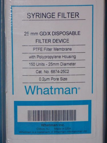 Whatman syringe filter 6874-2502, 25mm gd/x disposable filter device 150 units for sale