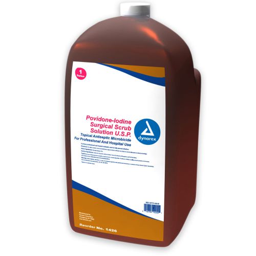 Dynarex Povidone Iodine Scrub Solution, 1 Gallon - Case of 4 - 1426