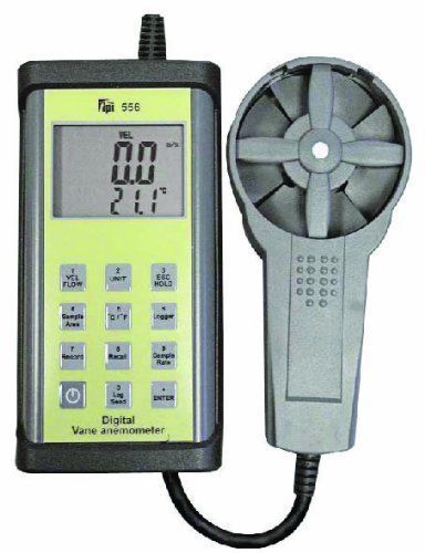 Tpi 556c1 digital vane anemometer w/ temperature, air flow calculation (cfm) for sale