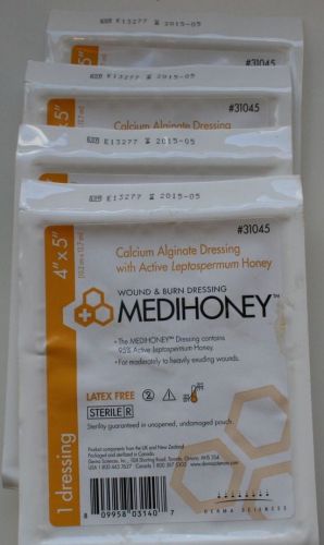 Medihoney Calcium Alginate Dressing with Active Leptospermum Honey 4&#034;x 5&#034;