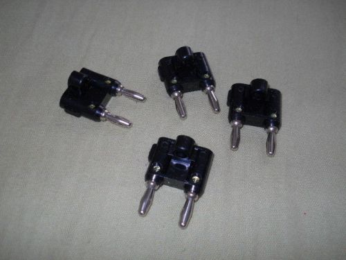 4) new pomona mdp dual banana plugs, stackable, insulated, black w/ cable guide for sale