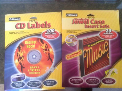 Lot of 2 DVD CD Blueray Jewel Case Insert Set and CD/DVD Labels FELLOWES NEATO