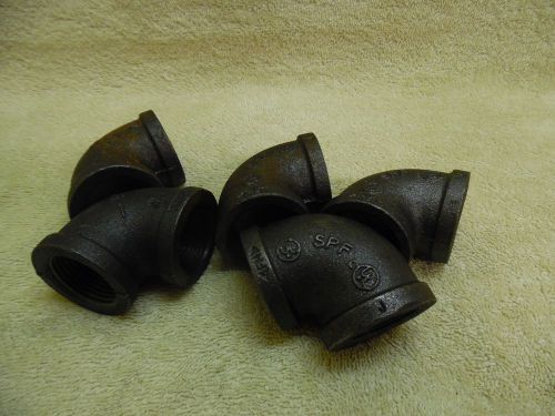 (lot of 5) 1&#034; black iron pipe 90 elbow fitting npt new for sale