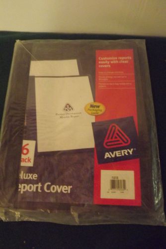 Avery   6 Pack  Deluxe Report Covers   Black   Clear Cover   Back Pocket   NEW