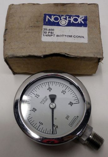 New noshok pressure gauge 0-30 psi 25-400 1/4&#034; npt thread bottom connector for sale