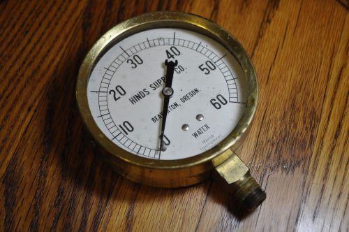 MARSH INSTRUMENT 0-60 PSI GAUGE, HINDS SUPPLY CO. OREGON