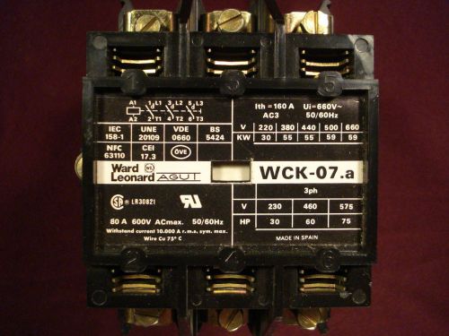New ward leonard - agui wck-07.a magnetic contactor-bck-11-60 hp-460v-120v coil for sale