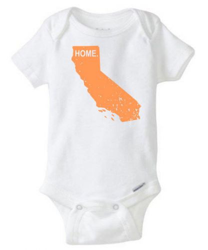 California home state onesie (distressed orange print) for sale