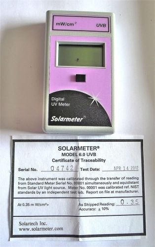 Solarmeter UV Intensity Meter (UVB only) Model 6.0 Solartech Inc. New Calibrated