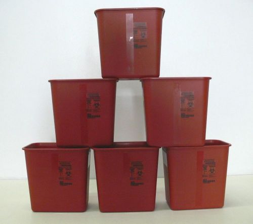 Lot of 6 Kendall 8970 Biohazard Sharps Container, 2 Gallon Without Top