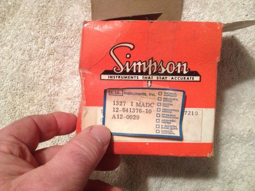 Simpson, NOS, Panelmeter, 0-1 DC Milliamps, Model 1327, Shear Cuts/Min