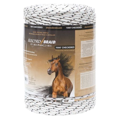 Electrobraid Fencing for Horses. 1000&#039; Checkered, White or Black PBRC1000