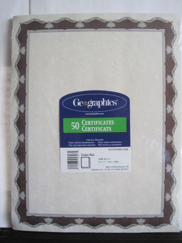 Geographics Parchment Paper Certificates 8-1/2 x 11 Red Crown Border 50 per Pack