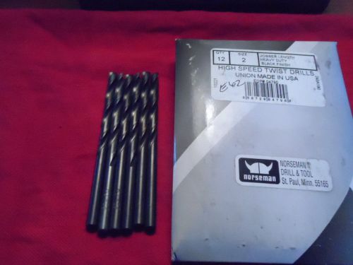 HIGH SPEED TWIST DRILLS - NORSEMAN - JOBBER -UNION MADE IN USA SIZE (1/4)-QTY 12