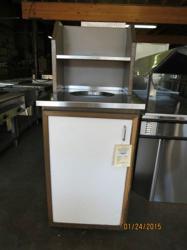 Used indoor garbage/waste holder with hole in top and food tray holder for sale