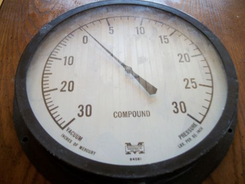 Vintage large 12 inch  pressure gauge gage  steampunk marhalltown iowa for sale