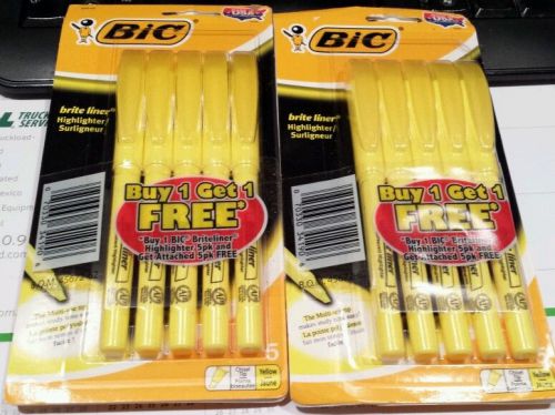 2 pkg of 5 (10 pens total) NEW BIC Brite Liner Highlighter Chisel Tip 30510