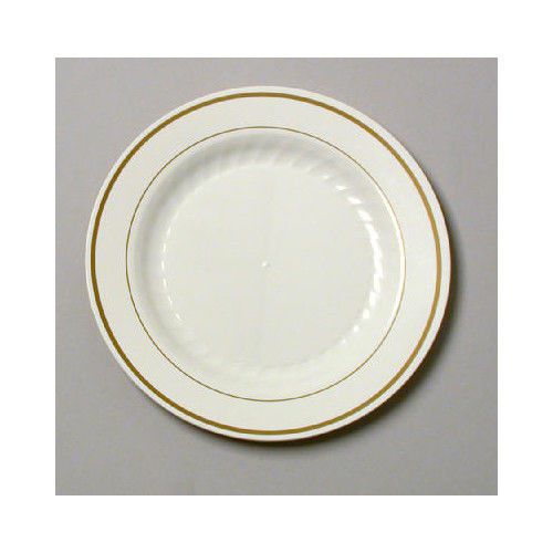 WNA Comet Masterpiece 7.5&#034; Plastic Plate in cream with Gold Accents