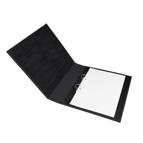 LUCRIN - A4 large ring file - Smooth Cow Leather - Black