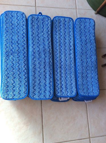(Qty. 45) Q410 Rubbermaid HYGEN 18&#034; Blue Microfiber Damp Mop replacement pads
