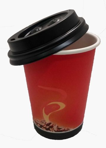 Hanamal Disposable 12oz Paper Cups with Plastic Lids for Hot Drinks (Pack of 36)