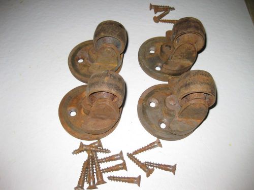 SET OF 4 Antique Industrial Iron Metal Casters Kendrick &amp; Sons Wheels