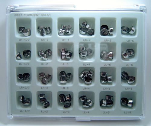 Stainless steel dental crowns, permanent molars,  1st perm starter kit,72 crowns for sale