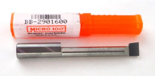 MICRO 100 BB-2901600 .290&#034; Min Bore 1.6 Max Depth Carbide Radius Boring Bar B10