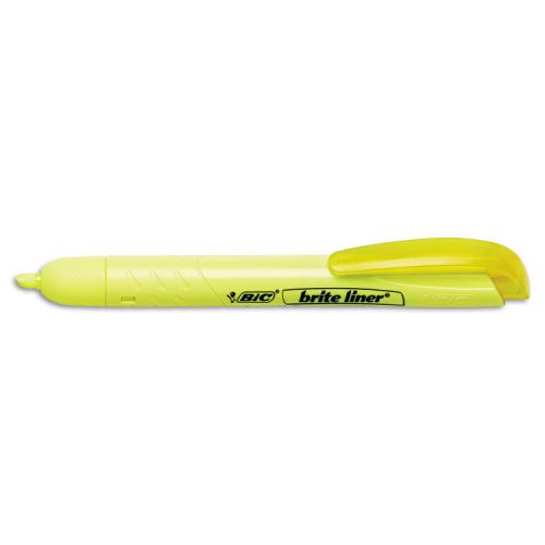 Brite Liner Retractable Highlighter, Chisel Tip, Fluorescent Yellow, 12/Pk