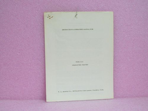 Moseley Manual D-2 Character Printer Instruction Manual