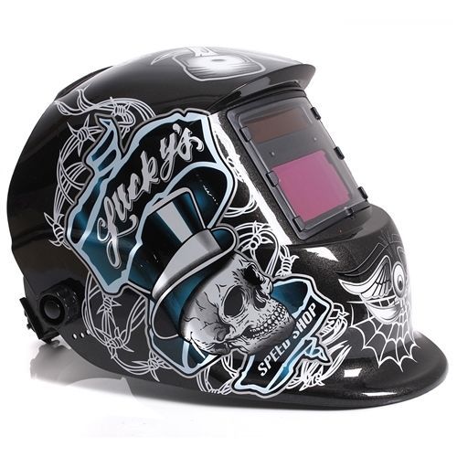 Solar Powered Auto Darkening welding helmet-Lucky Skull Design