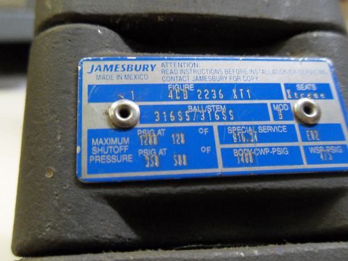 (e7) 1 new jamesbury ball valve 3/4in b-3600-mt-mod-b 316ss for sale