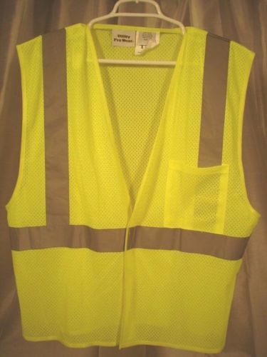 Neon yellow utility vest large ventilated 100% poly class 2 ansi/isea 107-2004 for sale