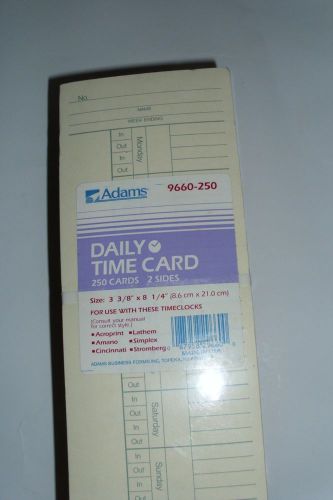 250 Adams weekly time cards 2-sided w/overtime #9660