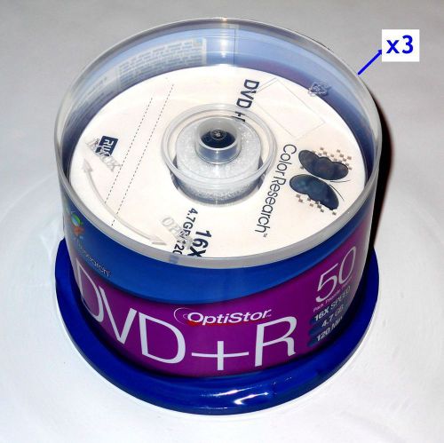 Lot of 3x50 Packs Color Research Cake Box DVD+R 16X/120 min/4.7GB C18-42003 New!
