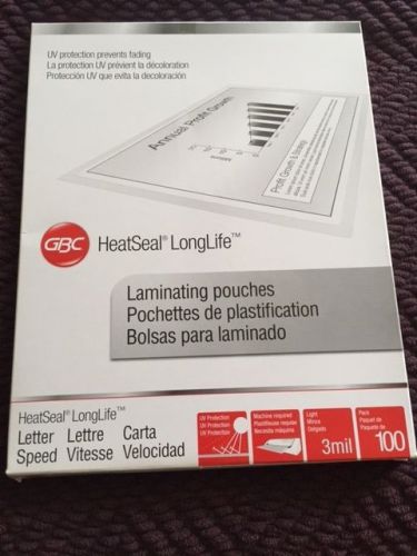 GBC HeatSeal Laminating pouches letter size 100 Sheets 3 mil