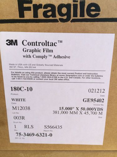 3M CONTROLTAC GRAPHIC FILM WITH COMPLY ADHESIVE - WHITE - ****NEW****