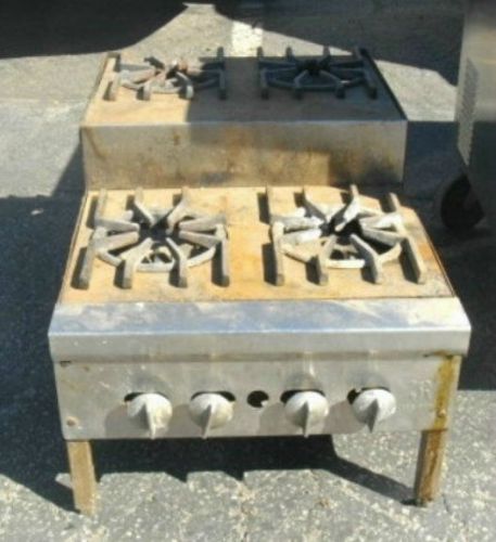 JADE NATURAL GAS COMMERCIAL 4 BURNER STEP UP HOT PLATE STOVE TOP COOKTOP