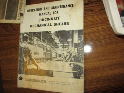 Cincinnati mechanical shear manual for sale
