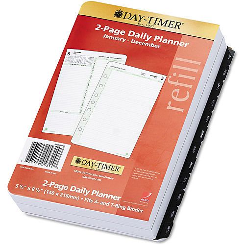 Reference Dated Two-Page-per-Day Organizer Refill, 5-1/2 x 8-1/2, 2015