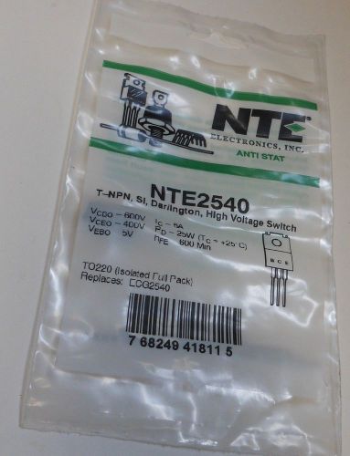 NTE Electronics Darlington Silicon NPN High Voltage Transistor NTE2540 NIB