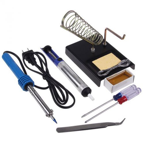9in1 60W DIY Electric Solder Starter Tool Kit with Iron Stand Desolder Pump