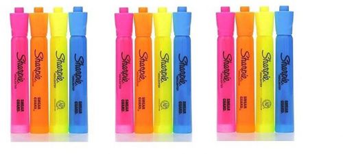 Sharpie Accent Tank-Style Highlighters, 4 Colored Highlighters, 3 Pack