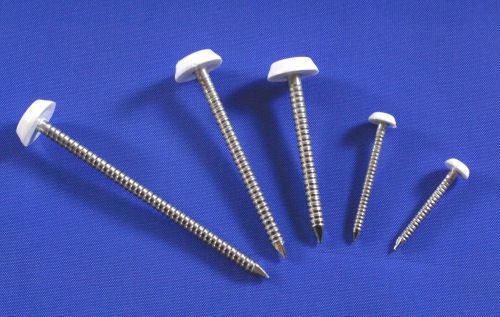 250 x White 25mm A4 Stainless Steel Polytop Soffit Pins